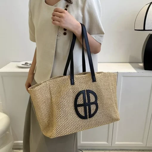 Handmade Straw Knitting Tote Bag - Image 6