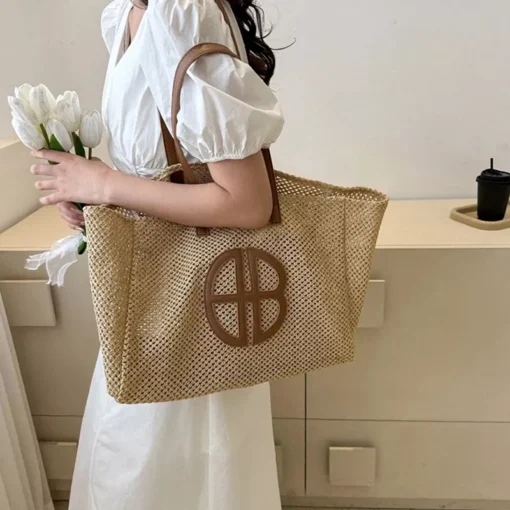 Handmade Straw Knitting Tote Bag - Image 5