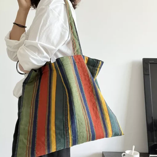 Vintage Stripe Canvas Shoulder Bag - Image 3