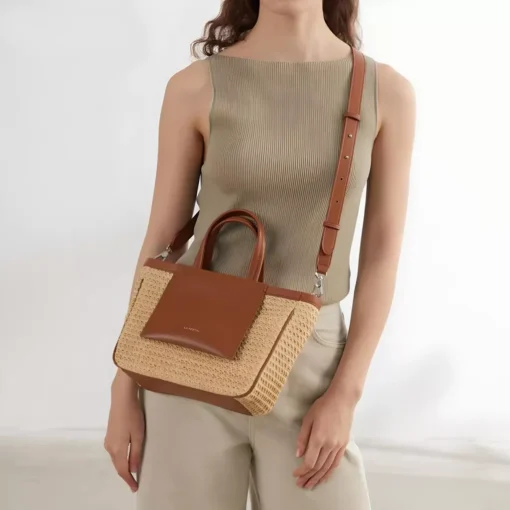 Elegant Woven Beach Tote – Large Capacity Handbag for Travel - Image 2
