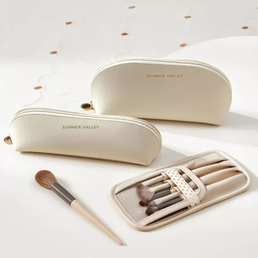 Portable PU Leather Makeup Brush Storage Bag