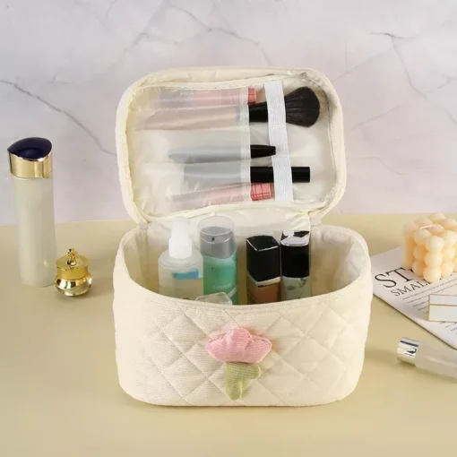 Fashion Women’s Tulip Flowers Corduroy Cosmetic Bag - Image 5