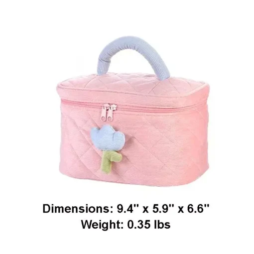 Fashion Women’s Tulip Flowers Corduroy Cosmetic Bag - Image 6