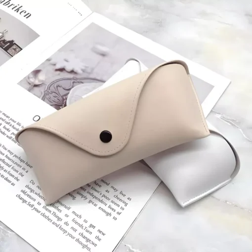 Solid Color Lightweight Leather Glasses Case - Image 6