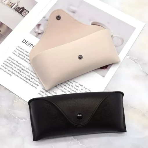 Solid Color Lightweight Leather Glasses Case - Image 3