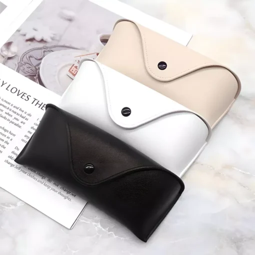 Solid Color Lightweight Leather Glasses Case - Image 2