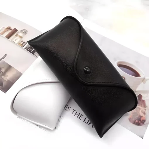 Solid Color Lightweight Leather Glasses Case - Image 4