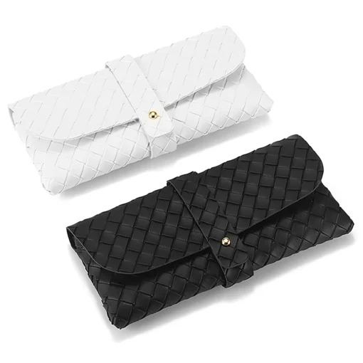 Chic Twist Braided Leather Sunglasses Case with Snap Closure - Image 5