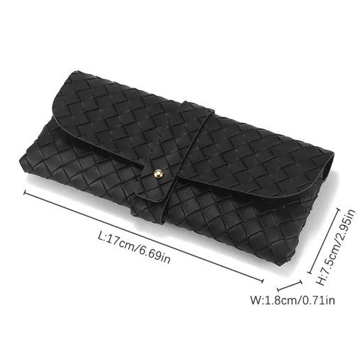 Chic Twist Braided Leather Sunglasses Case with Snap Closure - Image 7