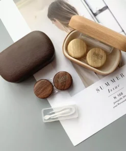 Retro Wood Grain Contact Lens Case
