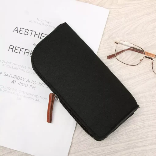 Multifunctional Wool Felt Cloth Zipper Glasses Case Bag - Image 2