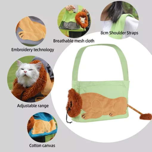 Adorable Lion Shaped Pet Carrier Bag for Small Dogs and Cats - Image 3