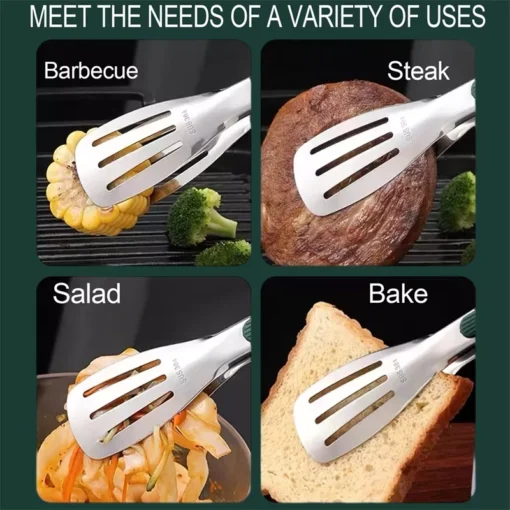 Non-Slip Stainless Steel Food Tongs for Cooking and Serving - Image 3