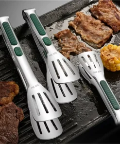 Non-Slip Stainless Steel Food Tongs for Cooking and Serving
