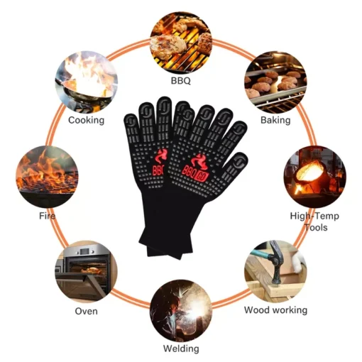14-inch Extreme Heat Resistant BBQ Grill Gloves - Image 3