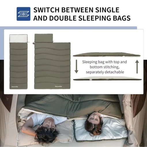 Envelope Hooded Waterproof Sleeping Bag with Detachable Cap - Image 7