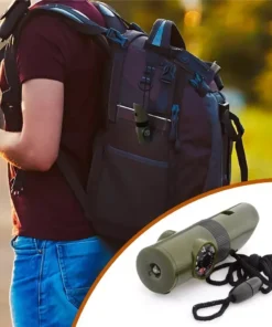 7-in-1 Emergency Survival Multi-Tool Whistle with Compass, Flashlight, and More for Camping and Hiking