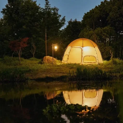 Octagonal Multi-Window Ventilation Mushroom Camping Tent - Image 2