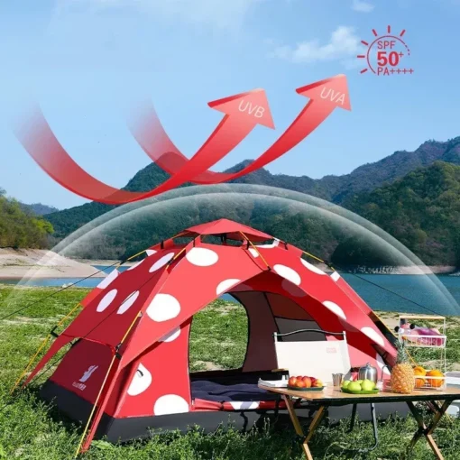 Polka Dot Mushroom Camping Tent - Image 3