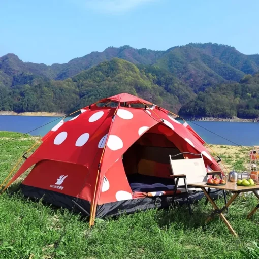 Polka Dot Mushroom Camping Tent - Image 5