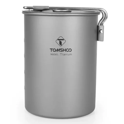 Lightweight Titanium Camping Pot 900ml with Lid and Foldable Handle - Image 8