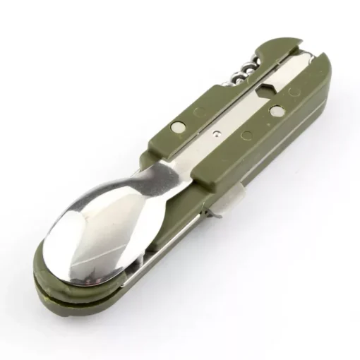 Army Green Folding Portable Camping Cutlery Kit - Image 6