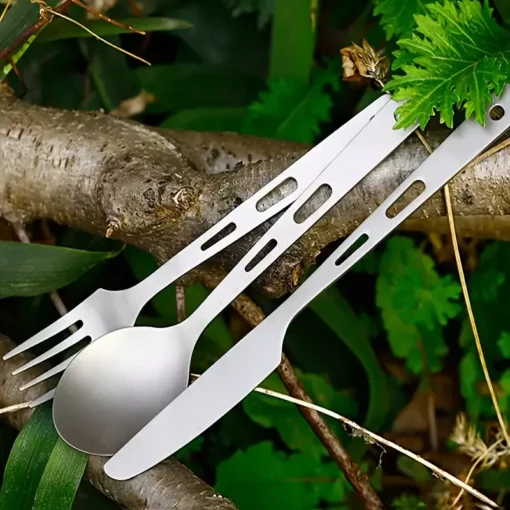 3pcs Titanium Spoon Fork Knife Set - Image 3