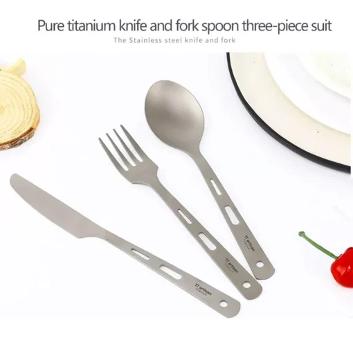 3pcs Titanium Spoon Fork Knife Set - Image 6