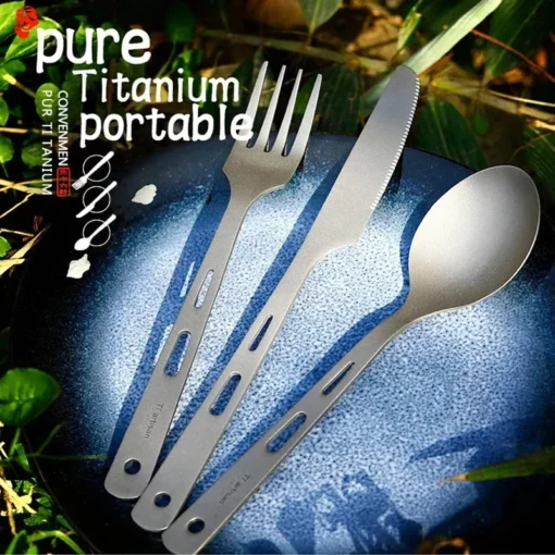 3pcs Titanium Spoon Fork Knife Set - Image 2