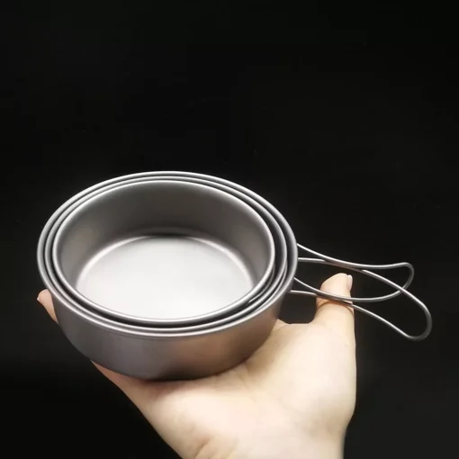 Ultralight Portable Titanium Dinner Bowl with Foldable Handles for Camping & Hiking - Image 3