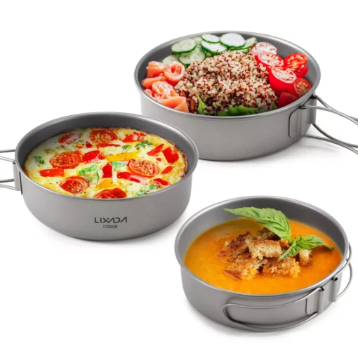 Ultralight Portable Titanium Dinner Bowl with Foldable Handles for Camping & Hiking - Image 2
