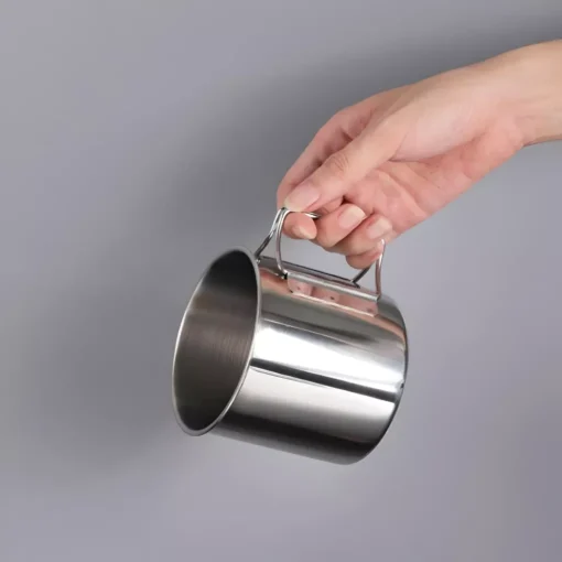 Stainless Steel Camping Mug with Carabiner and Foldable Handle - Image 5