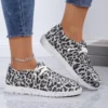 Women’s Spring Canvas Leopard Lace-up Loafers