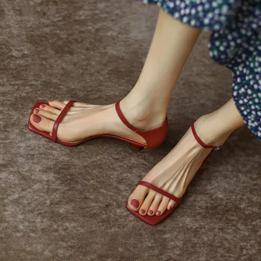 Women’s Sexy Square Toe High Heel Sandals - Image 11