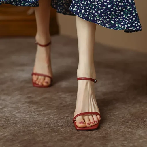 Women’s Sexy Square Toe High Heel Sandals - Image 10