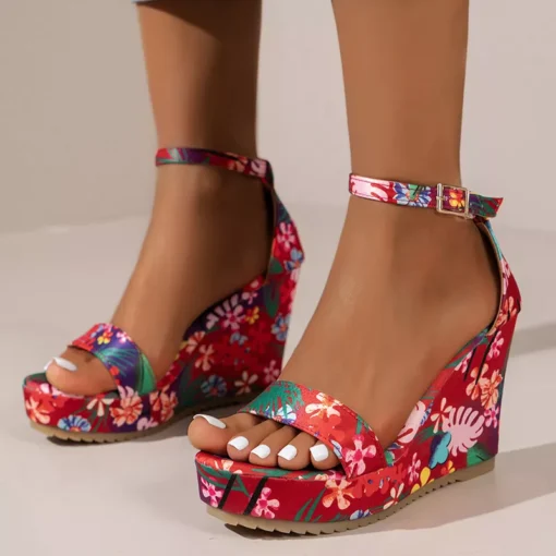 Bohemian Style Print Wedge Sandals - Image 2