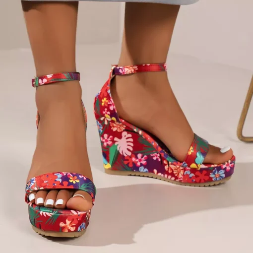 Bohemian Style Print Wedge Sandals - Image 3