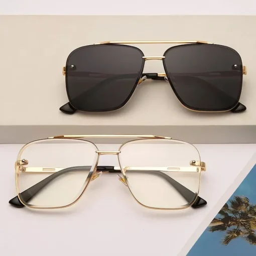 Classic Vintage Square Sunglasses – Luxury UV400 Metal Frame Shades for Men and Women - Image 2
