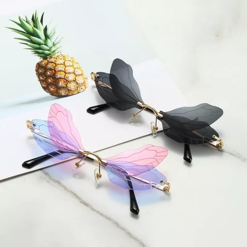 Rimless Dragonfly Wing Sunglasses with UV400 Protection - Image 2