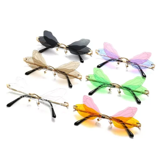 Rimless Dragonfly Wing Sunglasses with UV400 Protection - Image 3