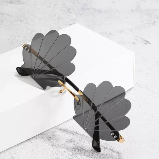 Unique Flower Rimless Retro Women’s Sunglasses with UV Protection - Image 4