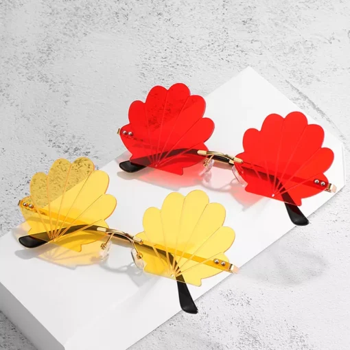 Unique Flower Rimless Retro Women’s Sunglasses with UV Protection - Image 2