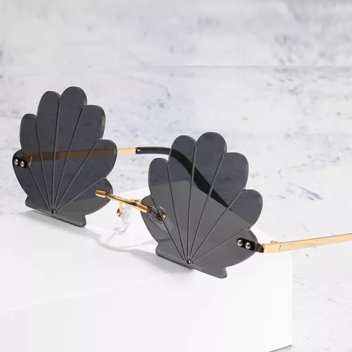 Unique Flower Rimless Retro Women’s Sunglasses with UV Protection - Image 3