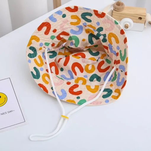 Solid Letter Print Kids Bucket Hat - Image 5