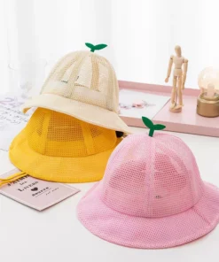 Korean Baby Summer Mesh Bucket Hat – Breathable Sprout Cap for Kids
