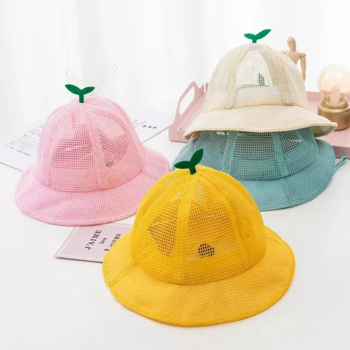 Korean Baby Summer Mesh Bucket Hat – Breathable Sprout Cap for Kids - Image 3