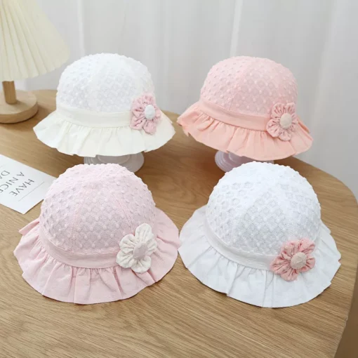 Adorable Baby Sun Hat with Lace Ruffle - Image 3