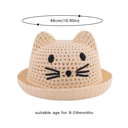 Summer Baby Straw Hat with Cute Cat Ears - Image 8