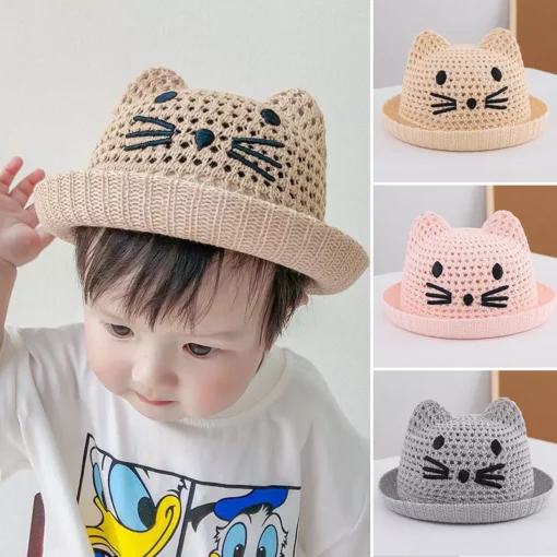 Summer Baby Straw Hat with Cute Cat Ears - Image 7