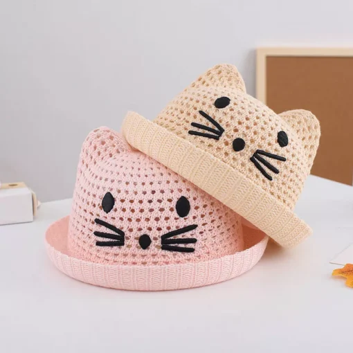 Summer Baby Straw Hat with Cute Cat Ears - Image 3